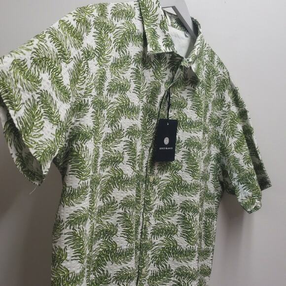 Serge Blanco Short Sleeve Shirt Botanical Print Men's Size XL Green NWT - Picture 2 of 12